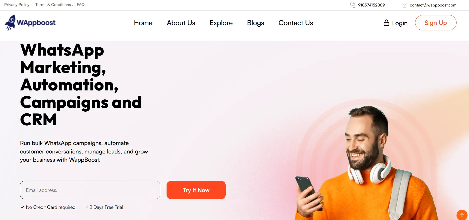 WappBoost WhatsApp marketing and automation website created by CTRLab